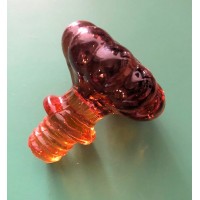 Original Victorian Flower Glass Cupboard Knob - Amber – Screw Fixing - 60mm